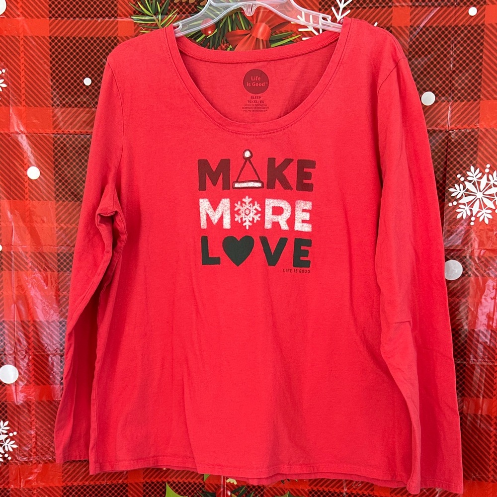 Life Is Good Festive Red Long Sleeve Tee